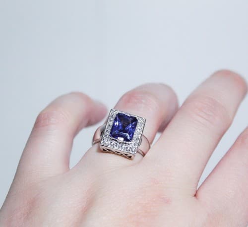ADI Designer Sterling Silver 925 LAB Sapphire Cubic Zirconia Ring Size 9 - Thumbnail 3