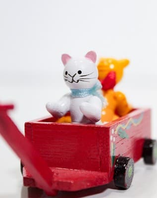 Vtg PHILIP STAHL INC. Hand Painted Two Cats In A Wagon Miniature Wood Figurine - Thumbnail 3