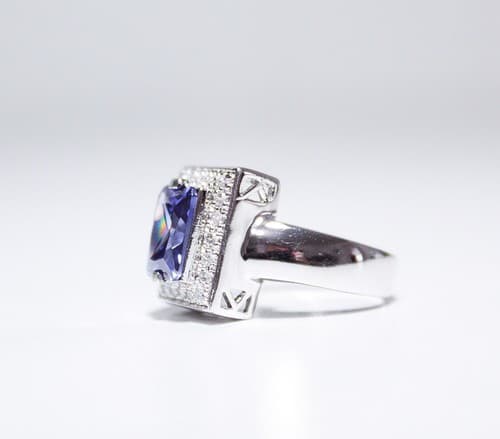 ADI Designer Sterling Silver 925 LAB Sapphire Cubic Zirconia Ring Size 9 - Thumbnail 5
