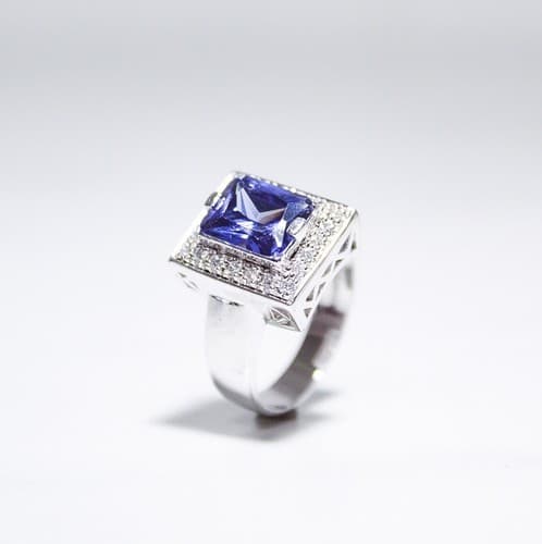 ADI Designer Sterling Silver 925 LAB Sapphire Cubic Zirconia Ring Size 9 - Thumbnail 4