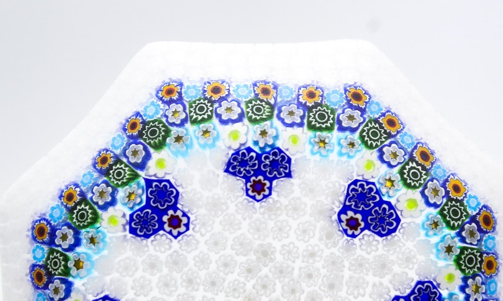 Millefiori Murano Art Glass Floral Pattern Italy Multicolor Octagonal Dish 5" - Thumbnail 3