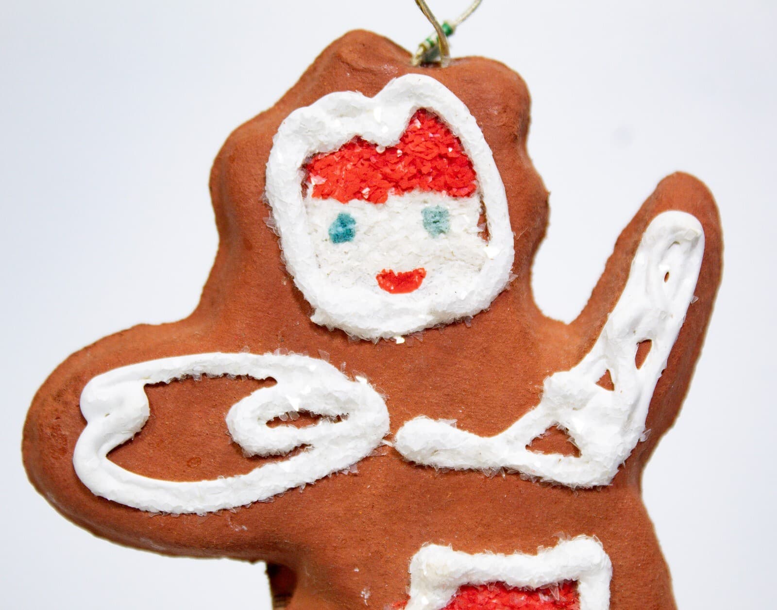 Vintage Japan Hand Painted Gingerbread Girl Christmas Decorative Ornament - Thumbnail 3