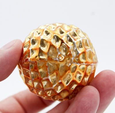 Antique European Bumpy Gold Mercury Glass Round Christmas Ornament RARE - Thumbnail 3