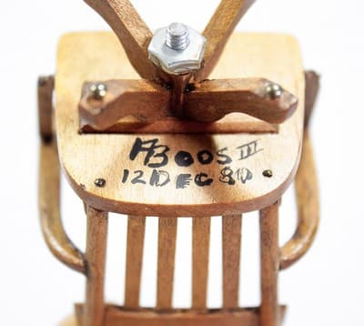 Vintage 1980 Artist Signed Miniature Dollhouse Solid Wood Swivel Chair - Thumbnail 5
