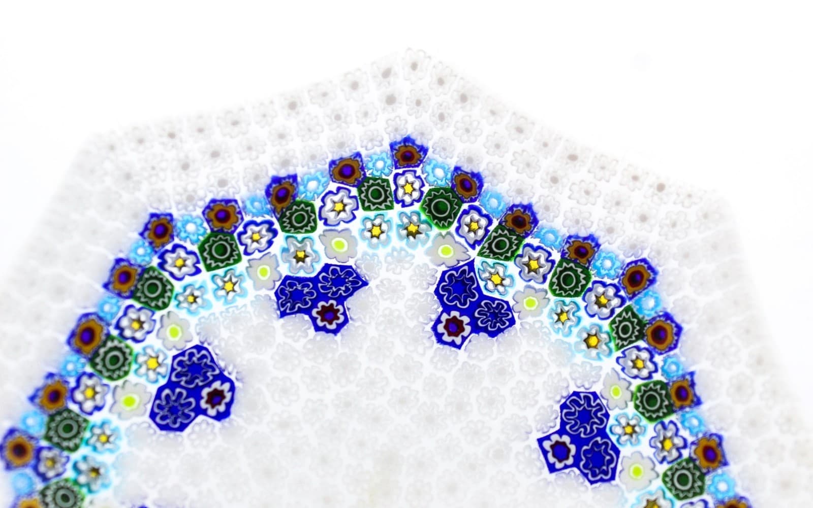 Millefiori Murano Art Glass Floral Pattern Italy Multicolor Octagonal Dish 5" - Thumbnail 7