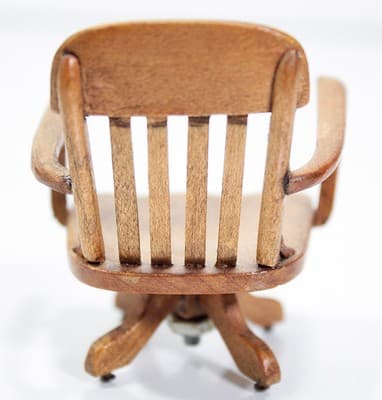 Vintage 1980 Artist Signed Miniature Dollhouse Solid Wood Swivel Chair - Thumbnail 3