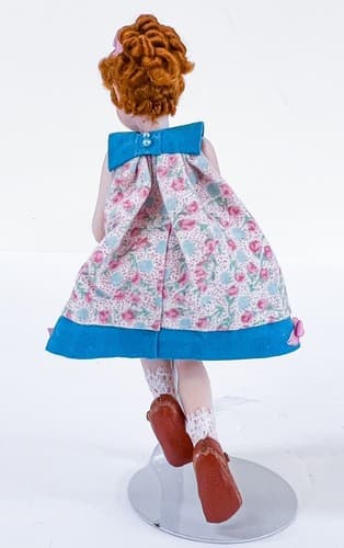 OOAK Girl Short Dress Red Curly Hair Miniature Porcelain Doll By PAT MELVIN - Thumbnail 4