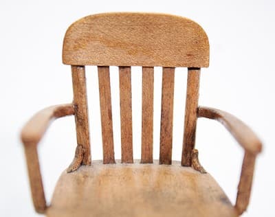 Vintage 1980 Artist Signed Miniature Dollhouse Solid Wood Swivel Chair - Thumbnail 2