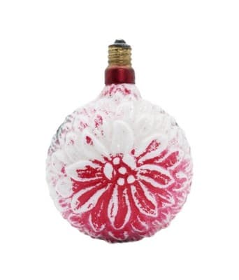 Antique Milk Glass Hand Painted Floral Motif Christmas Light Bulb Untested - Image 1