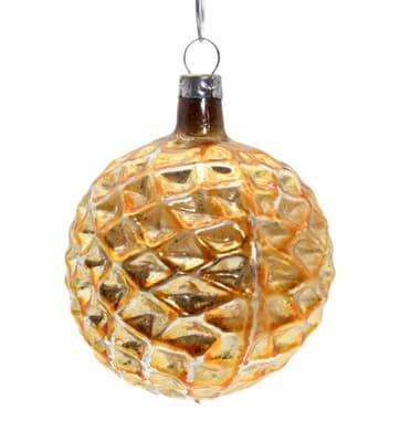 Antique European Bumpy Gold Mercury Glass Round Christmas Ornament RARE - Image 1