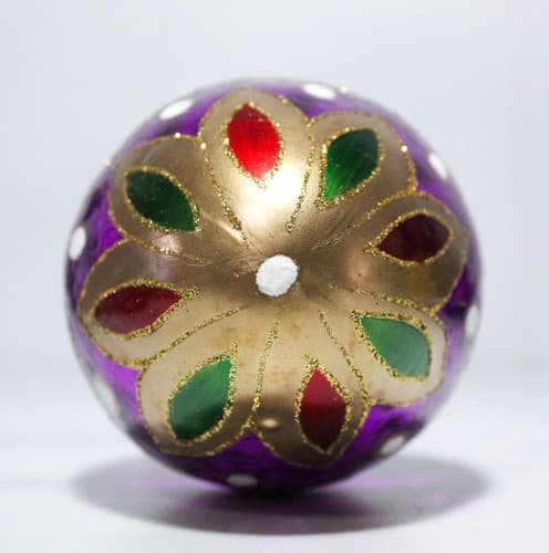 Vintage Glass Glitter Large Egg Hand Painted Poland Christmas Ornament - Thumbnail 6