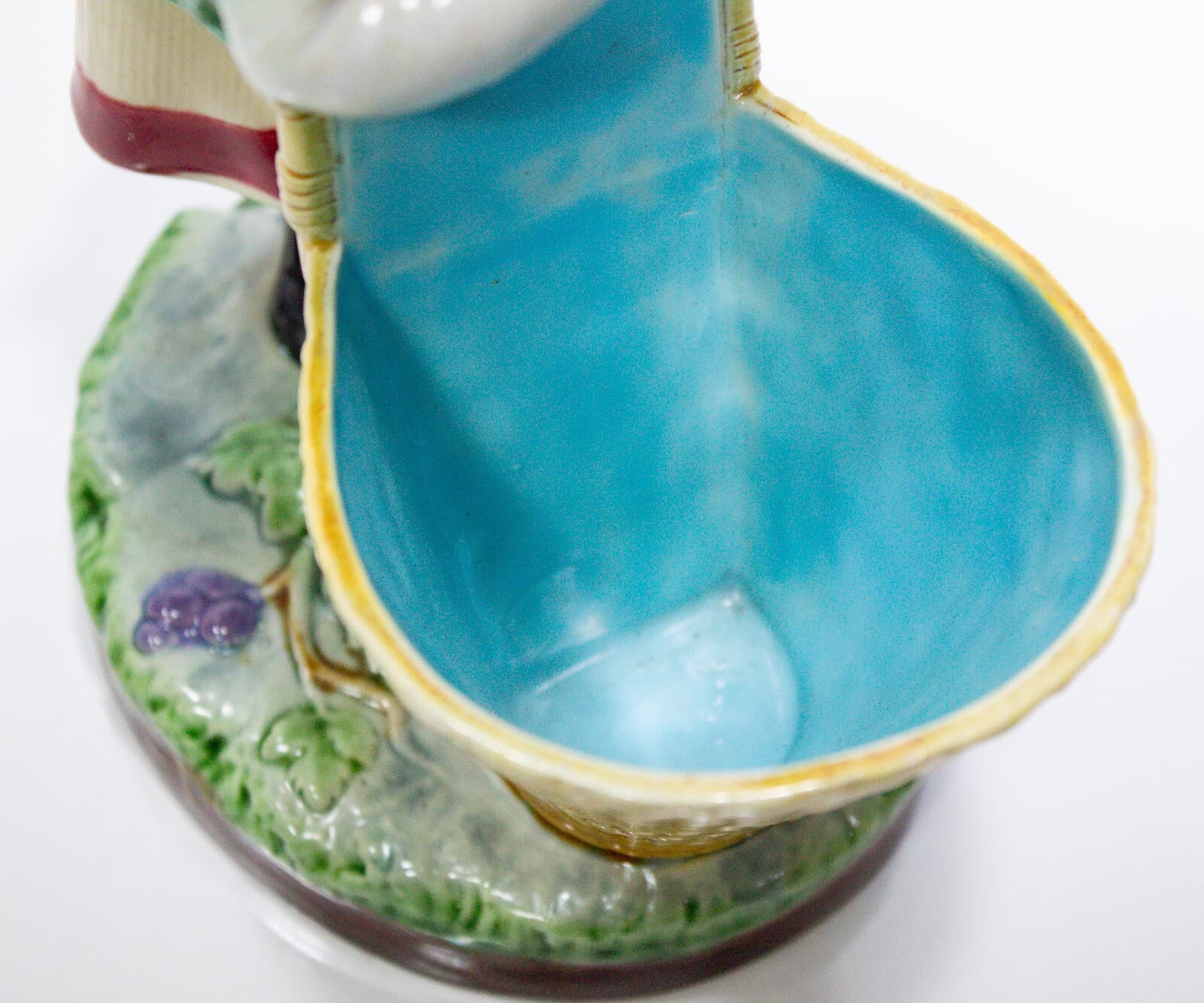 Set of 2 MINTON MAJOLICA Boy And Girl Planters With Basket Flower Holder Figures - Thumbnail 8