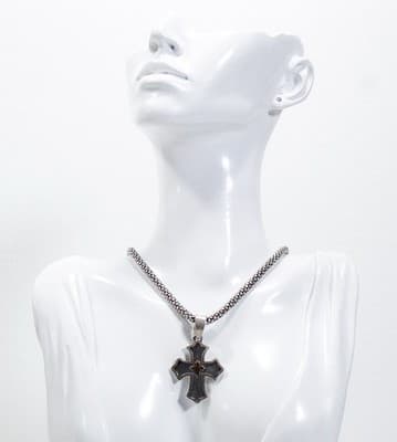 JAMES AVERY Sterling Silver Cross w/ 14kt Gold Cross Center & Oxidation Necklace - Thumbnail 2