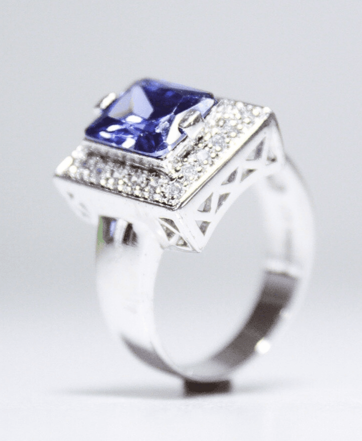 ADI Designer Sterling Silver 925 LAB Sapphire Cubic Zirconia Ring Size 9 - Image 1
