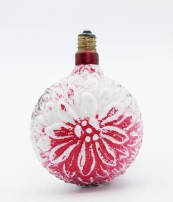 Antique Milk Glass Hand Painted Floral Motif Christmas Light Bulb Untested - Thumbnail 6