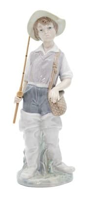 Lladro Going Fishing #4809 Glossy Porcelain Figurine Spain By Salvador Furio - Image 1