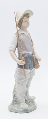 Lladro Going Fishing #4809 Glossy Porcelain Figurine Spain By Salvador Furio - Thumbnail 2