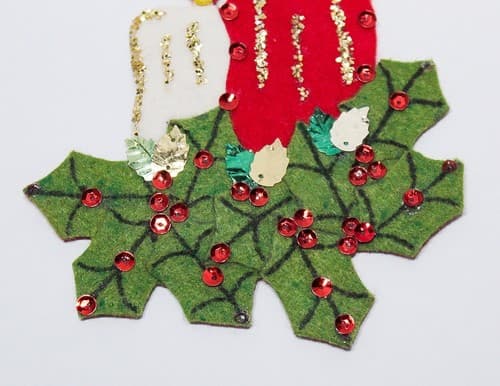 Vintage Handmade Felt Christmas Candles Red & White Magnet Ornament - Thumbnail 4
