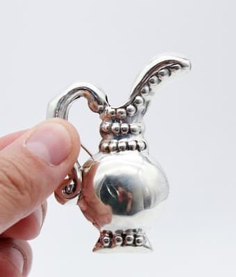 Vintage Mexico Sterling Silver 925 Fancy Pitcher Posey Holder Pin Brooch - Thumbnail 3