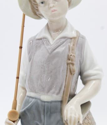 Lladro Going Fishing #4809 Glossy Porcelain Figurine Spain By Salvador Furio - Thumbnail 7