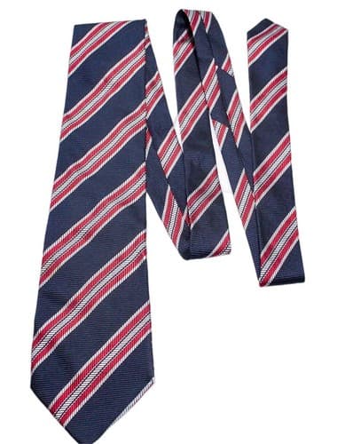 FENDI Roma Vintage Silk Striped Red/White/Navy Blue Luxury Men' Neck Tie 59"