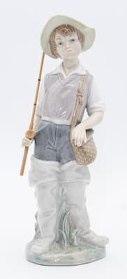 Lladro Going Fishing #4809 Glossy Porcelain Figurine Spain By Salvador Furio - Thumbnail 5