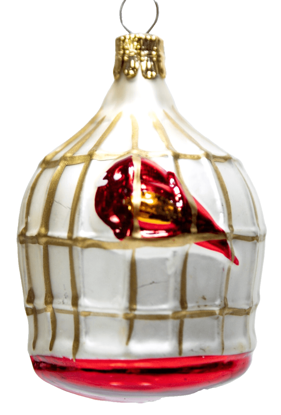 Vintage Slovakian Hand Blown Glass Birdcage Christmas Ornament