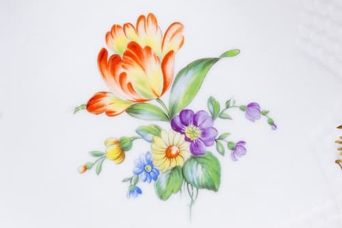 Bing & Grondahl B&G Denmark Saxon Flower Hand Painted Porcelain Tray Platter - Thumbnail 3
