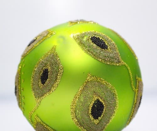 Vtg Blown Glass Green Micro Glass Glittered Hand Crafted Ball Christmas Ornament - Thumbnail 4