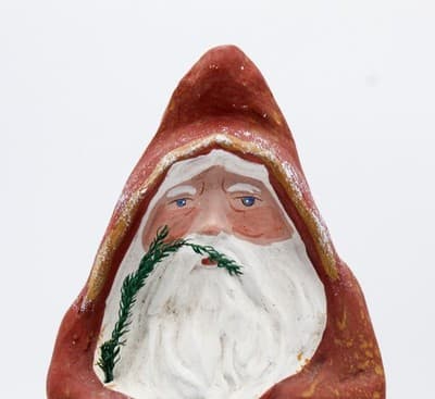 Vintage Hand Crafted Painted Feather Santa Ceramic Mold Christmas Figure - Thumbnail 2