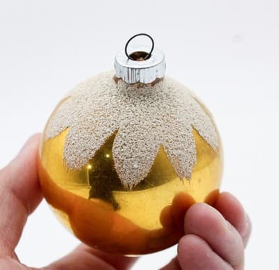 Shiny Brite Vintage Mica Snowcap Gold Ball Glass Christmas Ornament - Thumbnail 2