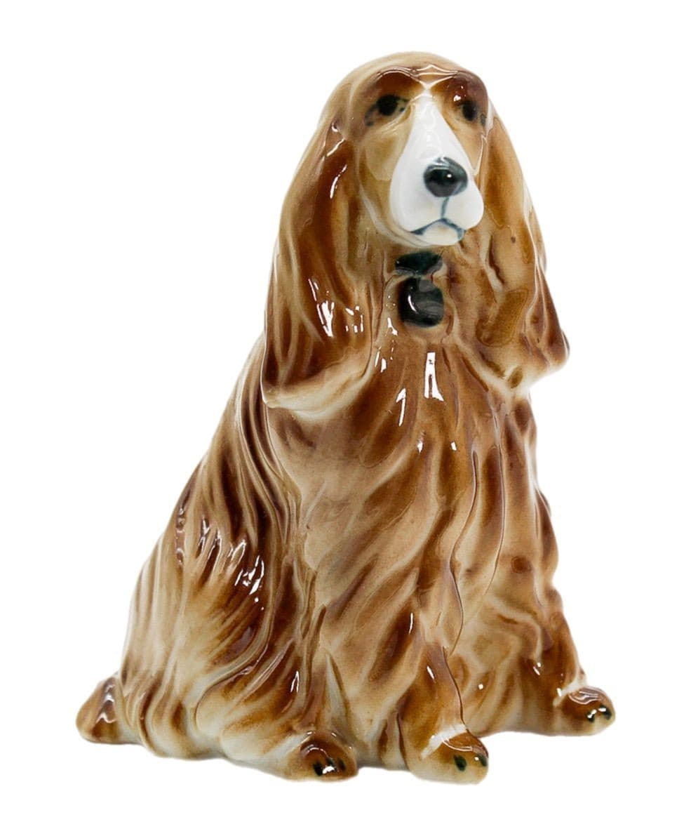 Vintage Hungary Zsolnay Hand Painted Sitting Cocker Spaniel Dog Porcelain Figure - Image 1