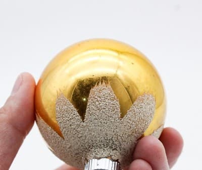 Shiny Brite Vintage Mica Snowcap Gold Ball Glass Christmas Ornament - Thumbnail 4