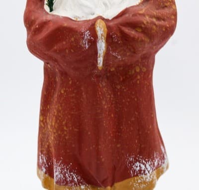 Vintage Hand Crafted Painted Feather Santa Ceramic Mold Christmas Figure - Thumbnail 3
