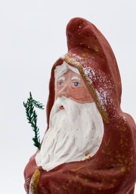 Vintage Hand Crafted Painted Feather Santa Ceramic Mold Christmas Figure - Thumbnail 6