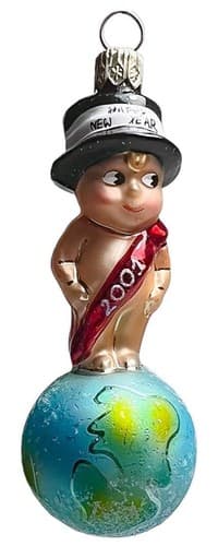 CHRISTOPHER RADKO 2000 Happy New Year Munchkin Glass Christmas Ornament - Image 1