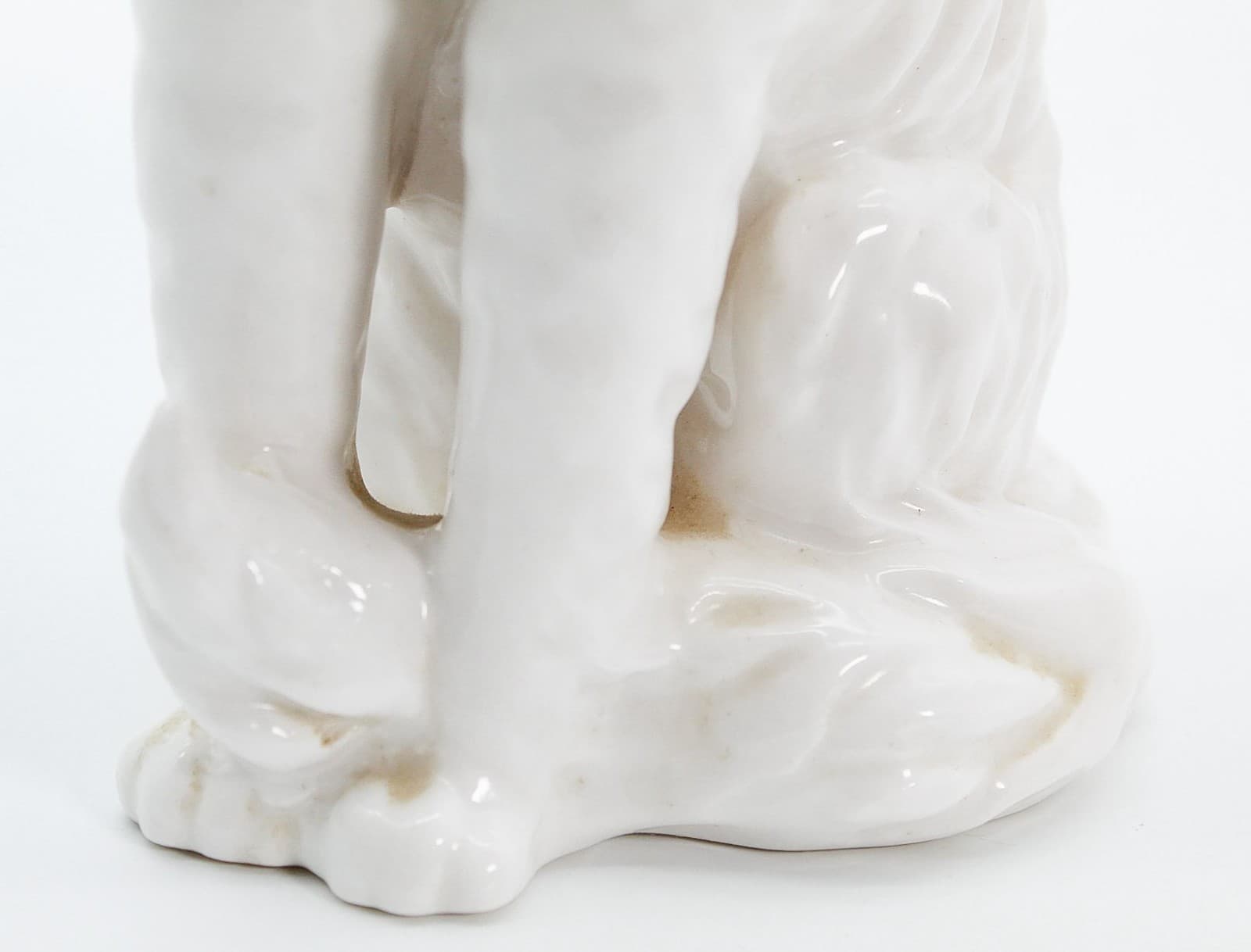 Vintage Hand Painted Face White Porcelain Large Cat Animal Figure - Thumbnail 3