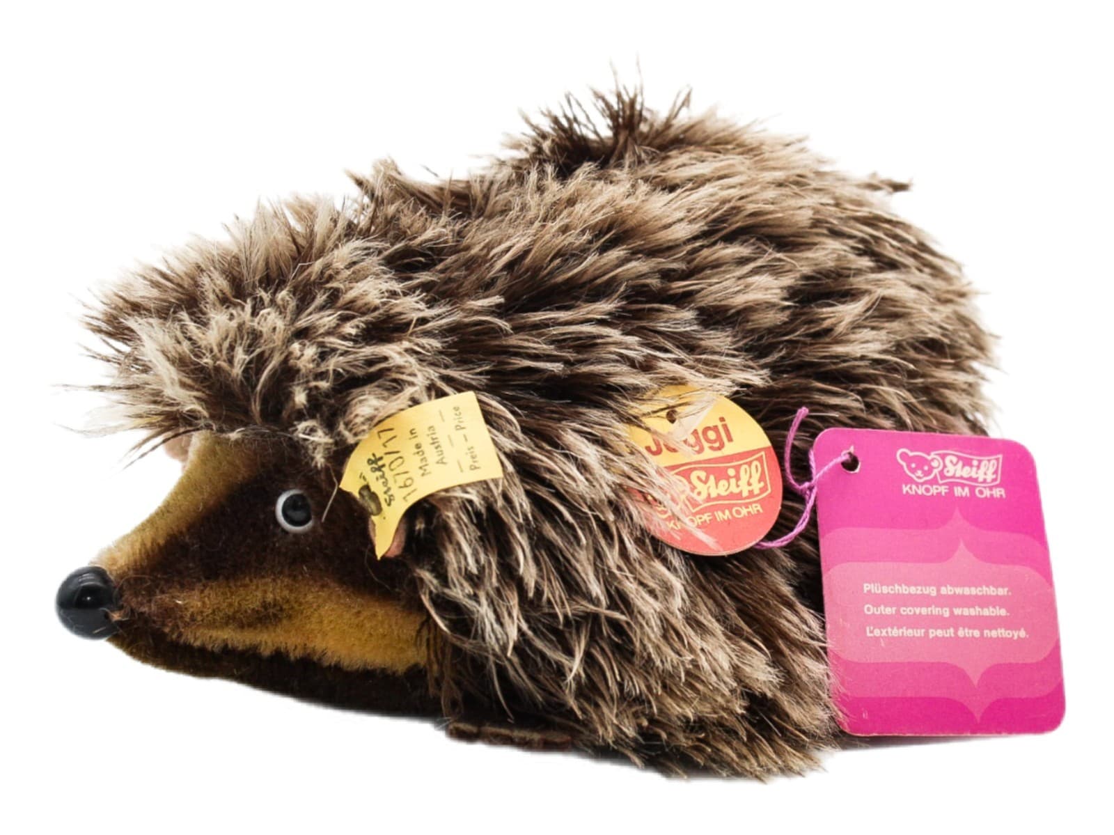 Steiff Vintage Germany Joggi Hedgehog Mohair Stuff Animal Plush With Tags New 7"