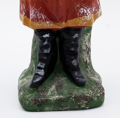 Vintage Hand Crafted Painted Feather Santa Ceramic Mold Christmas Figure - Thumbnail 4