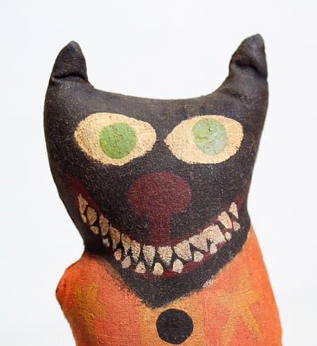 Vintage Primitive Folk Ark Halloween Cats Hand Painted Stuffed Dolls OOAK - Thumbnail 2