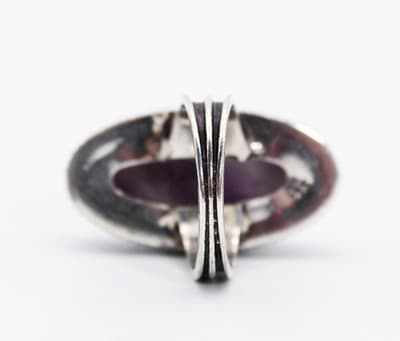Vintage Sterling Silver 925 Natural Lace Amethyst Oval Cocktail Ring Size 8 - Thumbnail 4