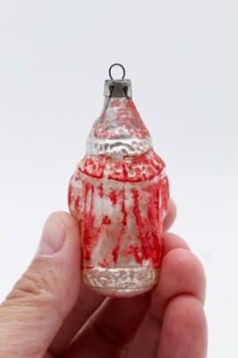 Vintage Poland Mercury Glass Hand Paintes Santa Claus Christmas Ornament - Thumbnail 3