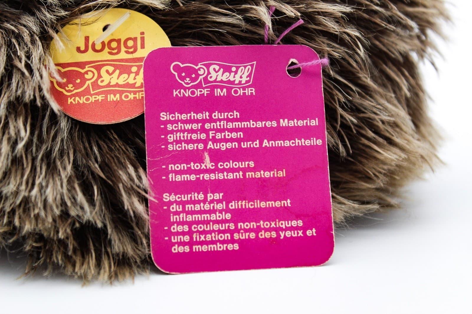 Steiff Vintage Germany Joggi Hedgehog Mohair Stuff Animal Plush With Tags New 7" - Thumbnail 8