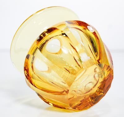Gold-Amber Bohemian Cut Crystal Small Table Vase Made By WMF Rare - Thumbnail 5