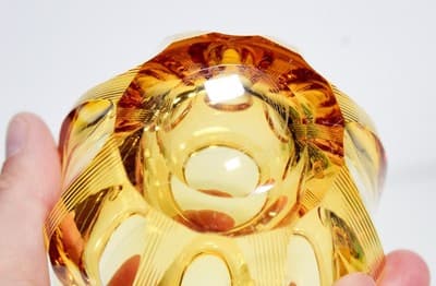 Gold-Amber Bohemian Cut Crystal Small Table Vase Made By WMF Rare - Thumbnail 7