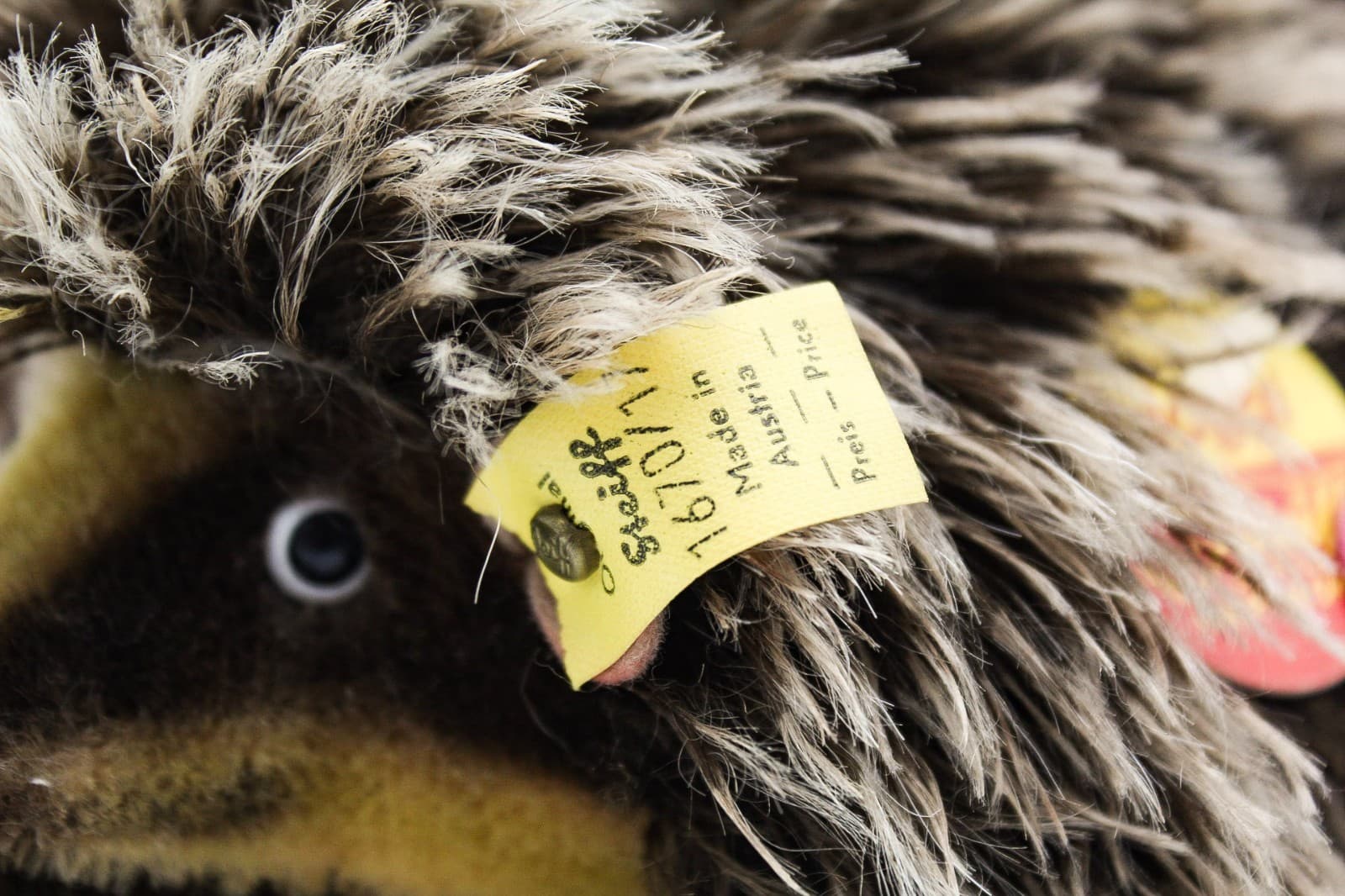 Steiff Vintage Germany Joggi Hedgehog Mohair Stuff Animal Plush With Tags New 7" - Thumbnail 7