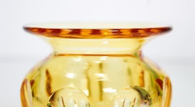 Gold-Amber Bohemian Cut Crystal Small Table Vase Made By WMF Rare - Thumbnail 3