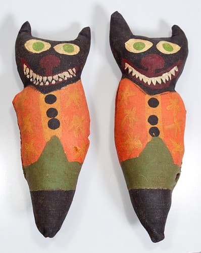 Vintage Primitive Folk Ark Halloween Cats Hand Painted Stuffed Dolls OOAK - Thumbnail 6