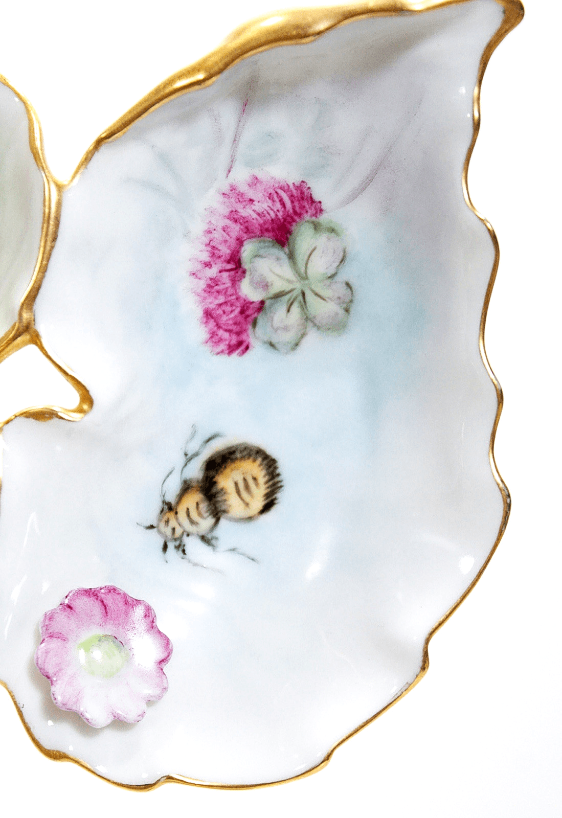 Antique LIMOGES France Floral & Bee Double Serving Porcelain Tray by B. Carlson - Thumbnail 3