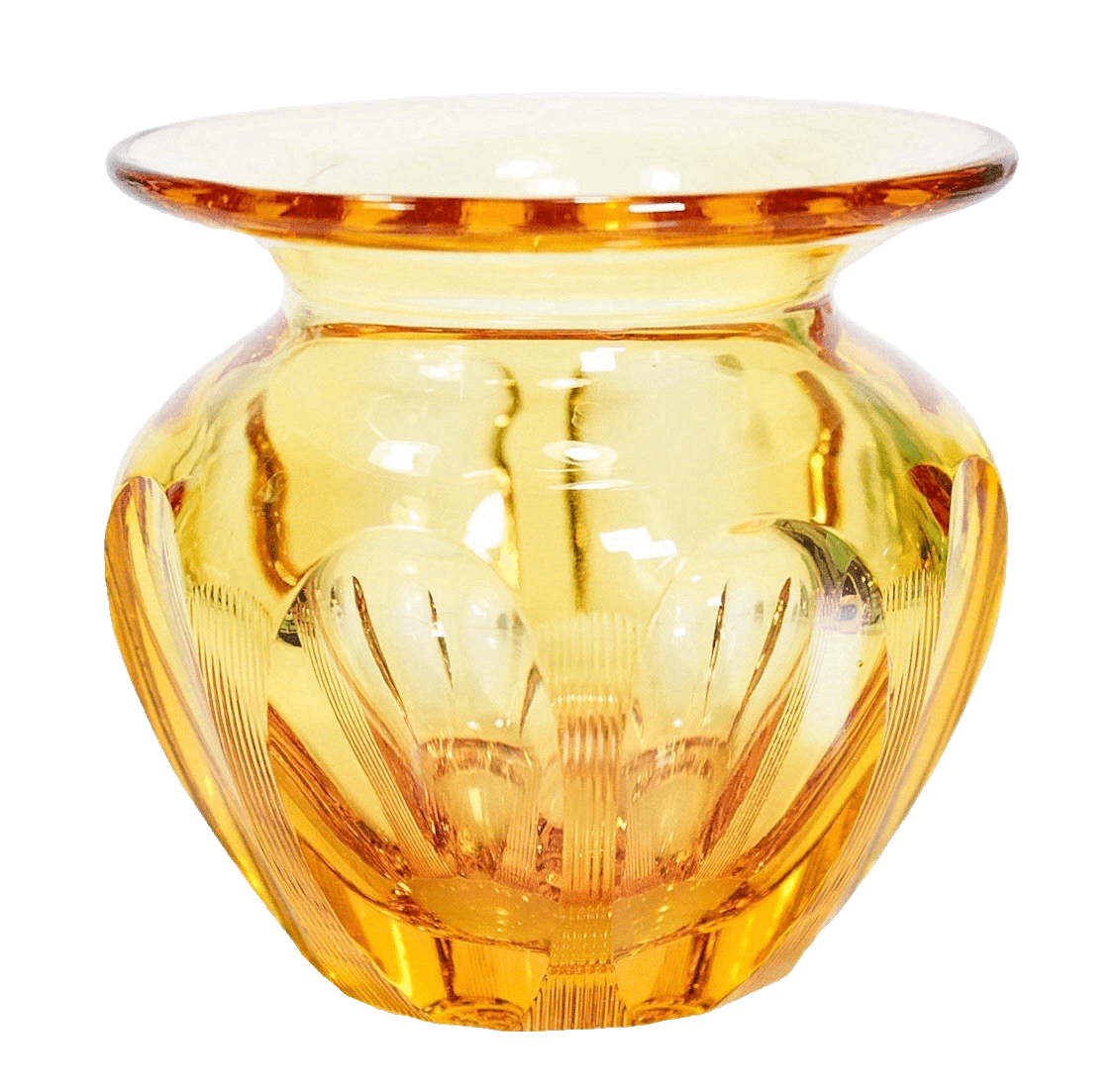 Gold-Amber Bohemian Cut Crystal Small Table Vase Made By WMF Rare